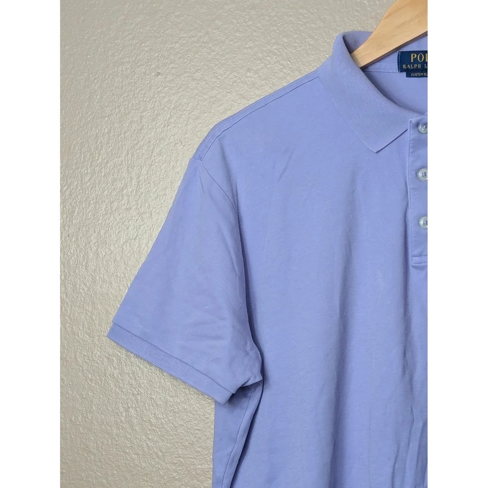 Polo Ralph Lauren Polo Shirt Mens L Purple Slim Fit Short Sleeve Pony Logo